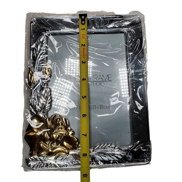 Lot of 2 Beautiful 5 x 7" Frames Gold & Silver Tones Rose Floral Design Gift New - Picture 5 of 7